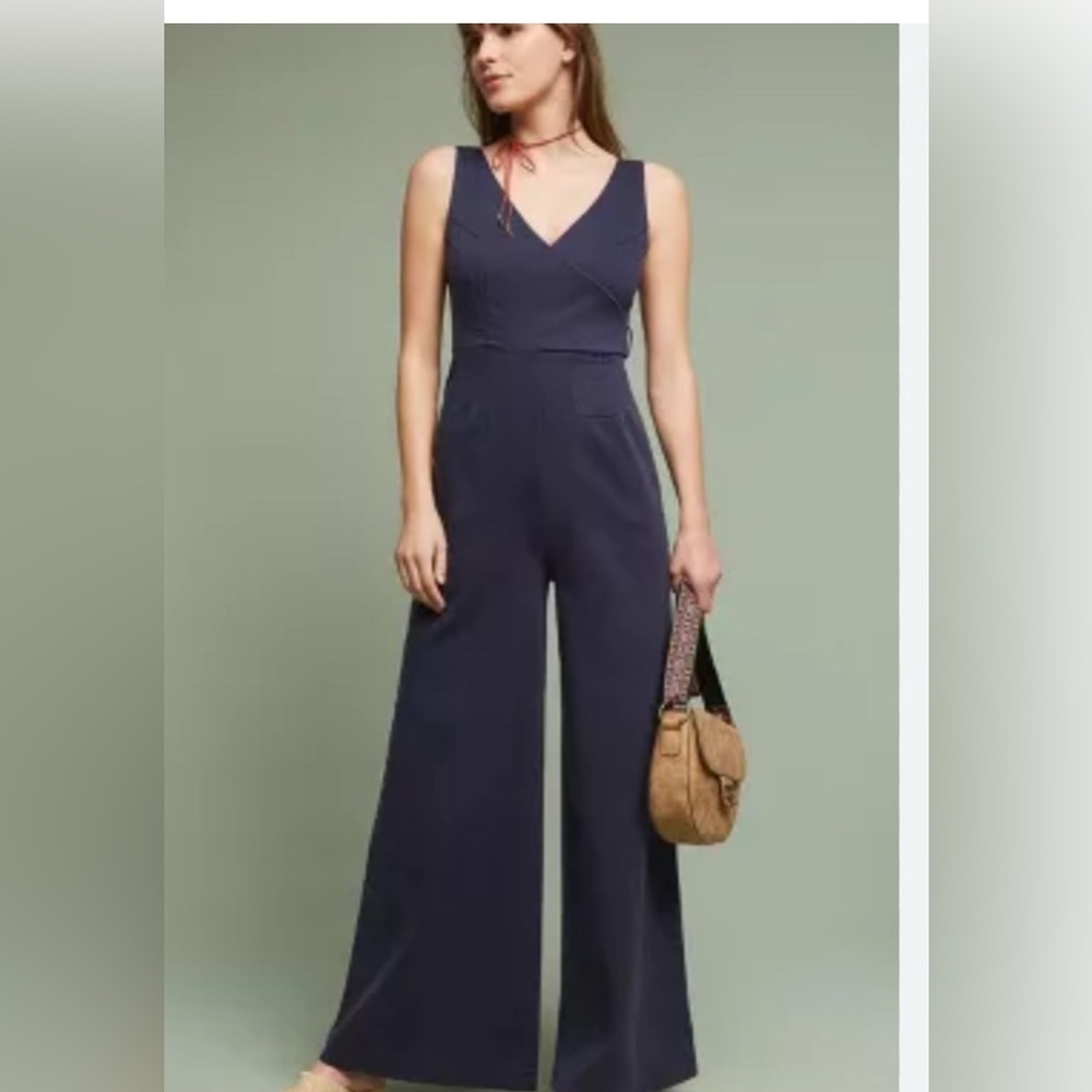 Anthropologie Chino Jumpsuit In Navy Blue size 2 P4